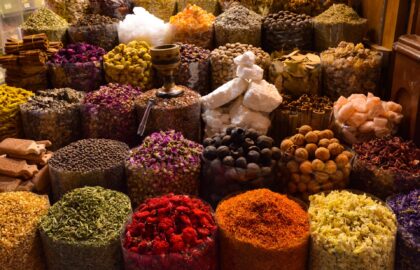 Arabian spices in Dubai souk. Photo by Christophe Schindler from Pixabay