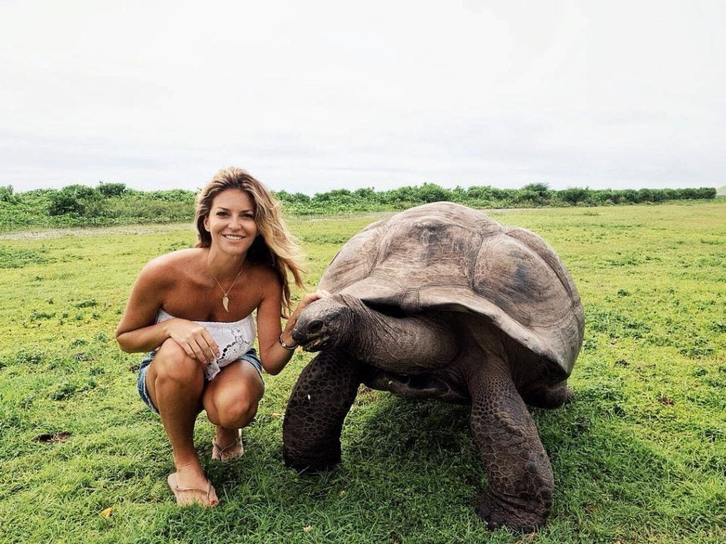 Natalie Lefevre with wildlife in the Seychelles