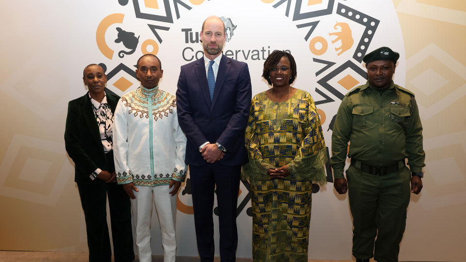 Conservation leaders with H.R.H. The Prince of Wales at the 2025 Tusk Conservation Awards.