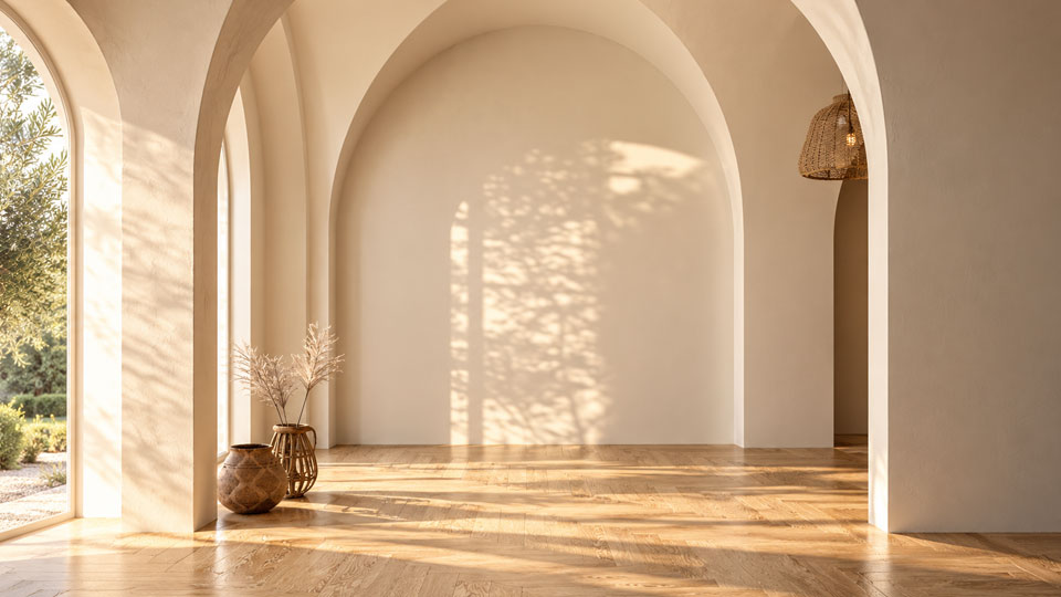 Timeless arches, natural materials and gentle daylight reflect how traditional architectural principles can inspire spaces designed for modern wellbeing.